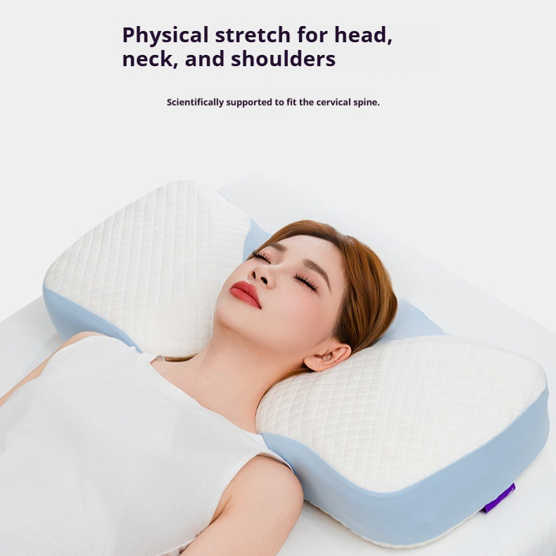 Neck-support Knitted High Pillow Made Of Slow-rebound Memory Foam That Retains Its Shape For Comfortable Sleep
