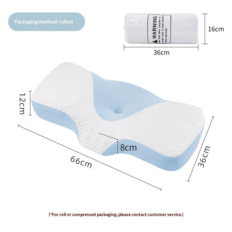 Neck-support Knitted High Pillow Made Of Slow-rebound Memory Foam That Retains Its Shape For Comfortable Sleep