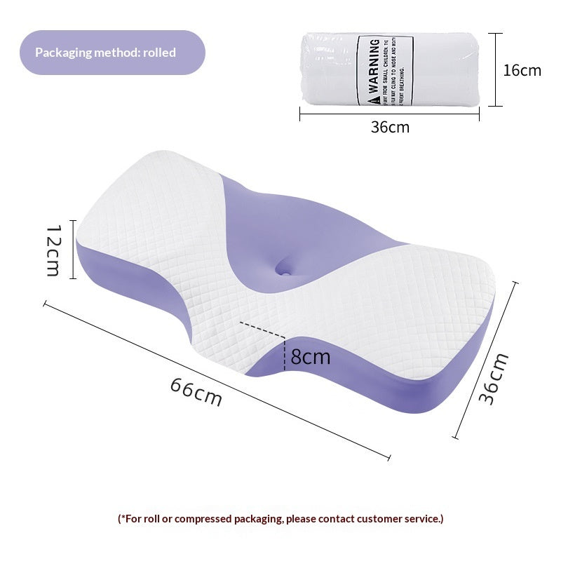 Neck-support Knitted High Pillow Made Of Slow-rebound Memory Foam That Retains Its Shape For Comfortable Sleep